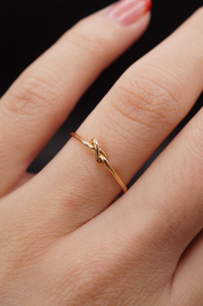 Medium Thick Closed Knot Ring in 14kt gold filled, delicate gold ring, gold stacking ring, gold knot ring, tiny closed knot ring, bridesmaid image 2