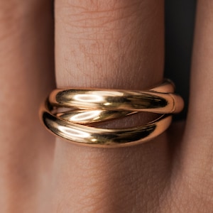 Chunky Interlocking Ring | Gold, Rose, Silver or Mixed | set of 3 bands, rolling, trinity, wrap, fidget, entwined, infinity, super thick
