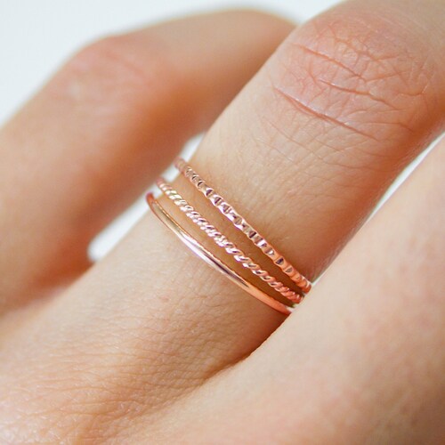 Rose Gold Stacking Rings Set of 4 Rose Gold Fill Stack Ring Etsy