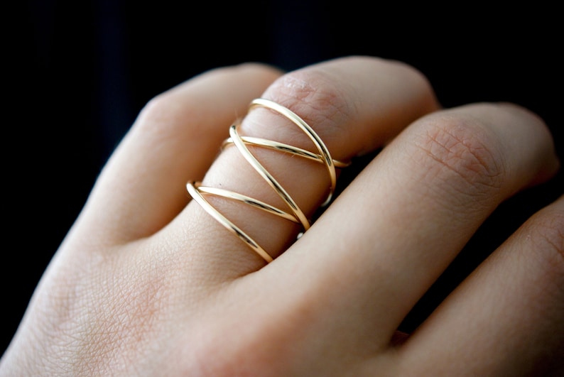 Thick Extra Large Gold Wrap Ring, Smooth Finish, wrapped criss cross ring, woven ring, infinity, intertwined, overlapping, minimal statement image 7