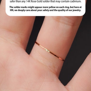 Rose Gold Ultra Thin Stacking ring, super skinny, extra thin, thinnest, slender, 14k rose gold fill, stackable, delicate, threadbare, .7mm image 10