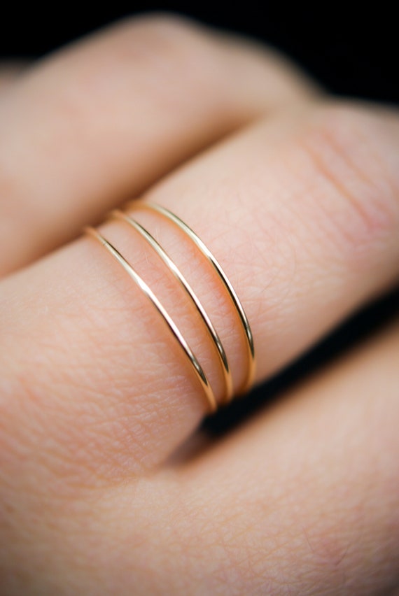Interlocked Stackable Rings Mixed Metal Ring Set PAVOI 14K Gold Plated S - 4 Piece Mixed Metal Set ...