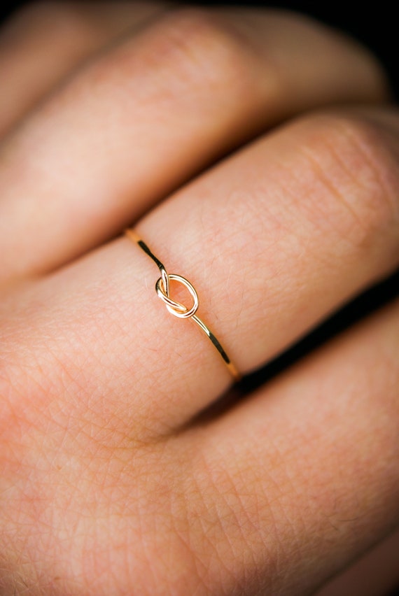 SOLID 14K Gold Tiny Knot Ring 14K Gold Ring Gold Stacking Ring