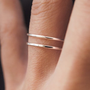 Medium Thickness Sterling Silver stacking ring, one single ring, hammered silver ring, silver stack ring, single silver ring, delicate ring image 2