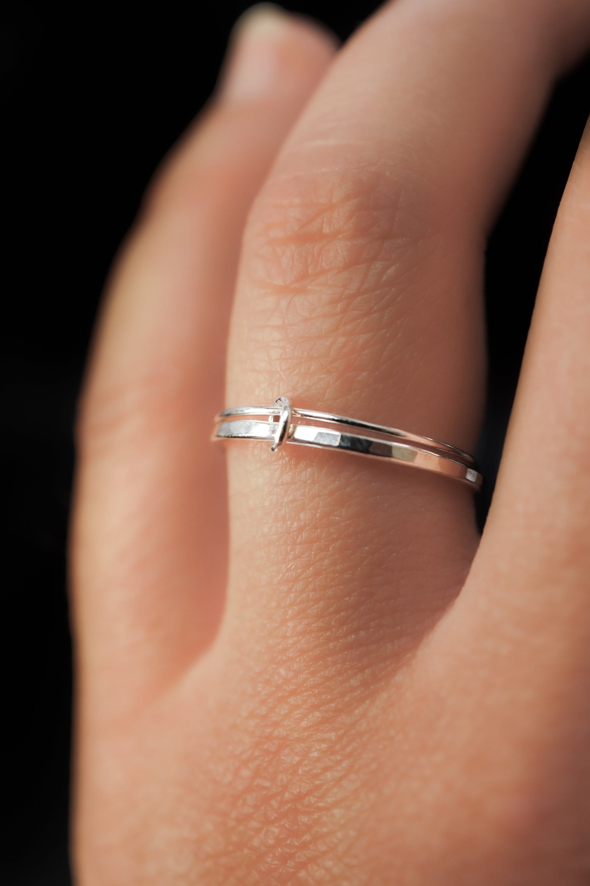 Link Ring, Set of 2 Rings With 1 Link, Sterling Silver