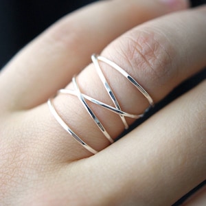 Extra Large Sterling Silver Wraparound ring, silver wrap, wrapped criss cross ring, woven ring, infinity, intertwined, overlapping, texture