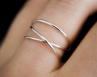 Wraparound Ring, 925 Sterling Silver wrap ring, wrapped criss cross ring, woven ring, infinity, intertwined, overlapping, texture