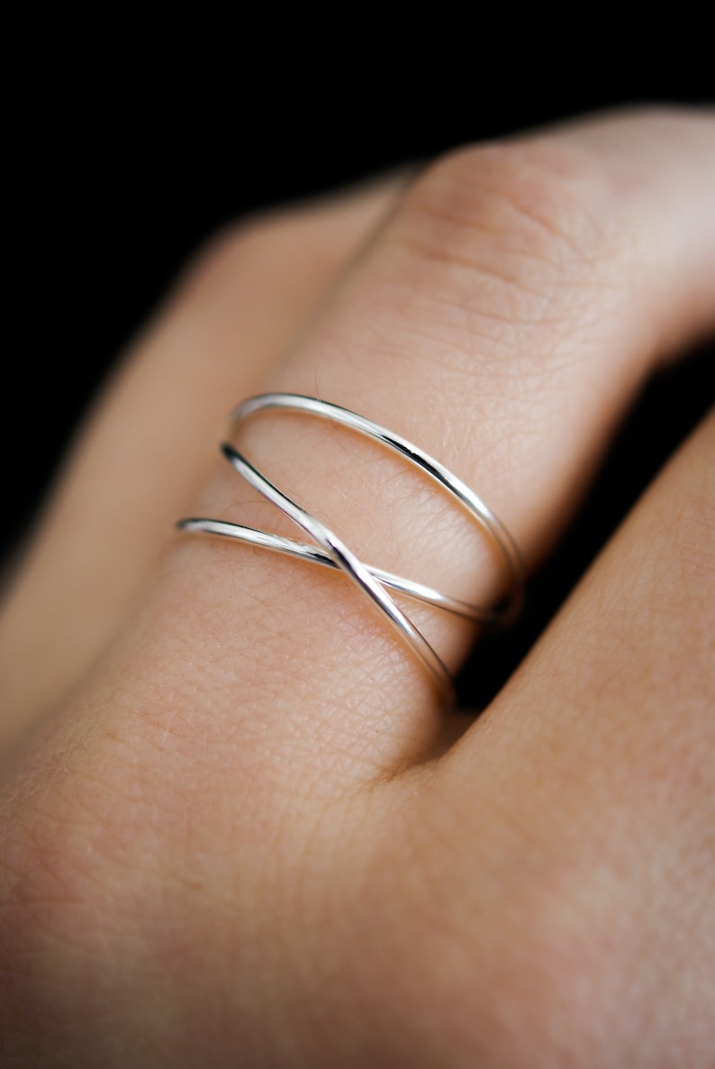 Wraparound Ring, 925 Sterling Silver wrap ring, wrapped criss cross ring, woven ring, infinity, intertwined, overlapping, texture image 1