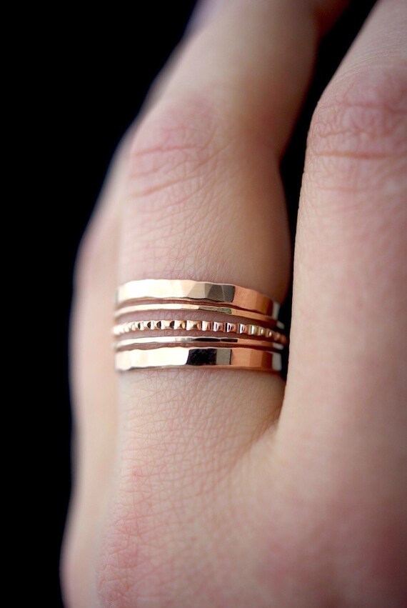 thick gold ring set