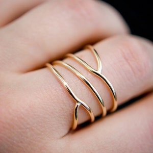 Curved Wraparound Ring in 14K Gold-Fill, gold filled delicate modern statement, art deco style, wrapped woven ring, organic spring jewelry