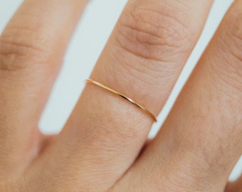 SHIPS FAST! Solid 14K Gold Ultra Thin Stacking Ring, super skinny, smooth, threadbare, delicate, slender, tiny, thinnest, wedding, dainty