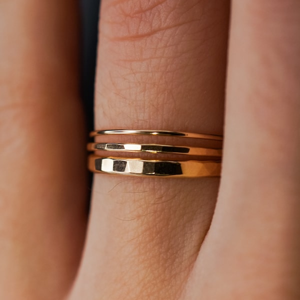 Basic Set of 3 stacking rings Gold fill, Ultra Thin, Medium, Extra Thick, gold fill stacking rings, delicate gold stack ring, stackable ring