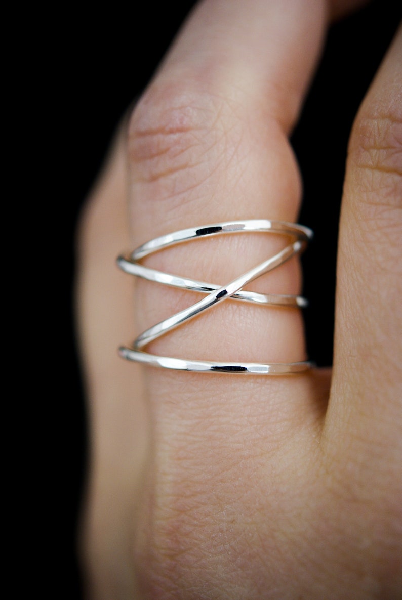 Large Wraparound ring, in 925 Sterling Silver, wrapped criss cross ring, woven ring, infinity, intertwined, overlapping, statement ring image 6