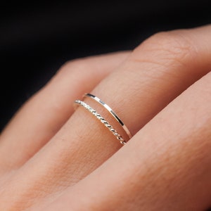 Thin Twist Stacking Set of 2 Rings in Sterling Silver, silver stack, stackable ring, sterling silver ring set, delicate ring, set of 2 image 6