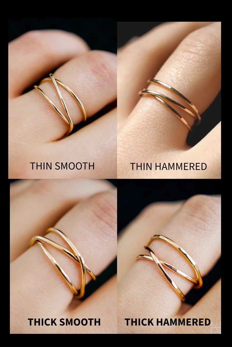 Wraparound Ring, 14K Gold Fill wrap ring, gold filled, wrapped criss cross ring, woven ring, infinity, intertwined, overlapping, texture image 4