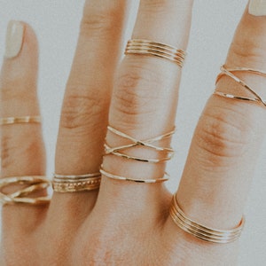 Large Gold Wrap ring, 14K Gold Fill wraparound, gold fill wrapped criss cross, woven ring, infinity, intertwined, overlapping, texture image 3
