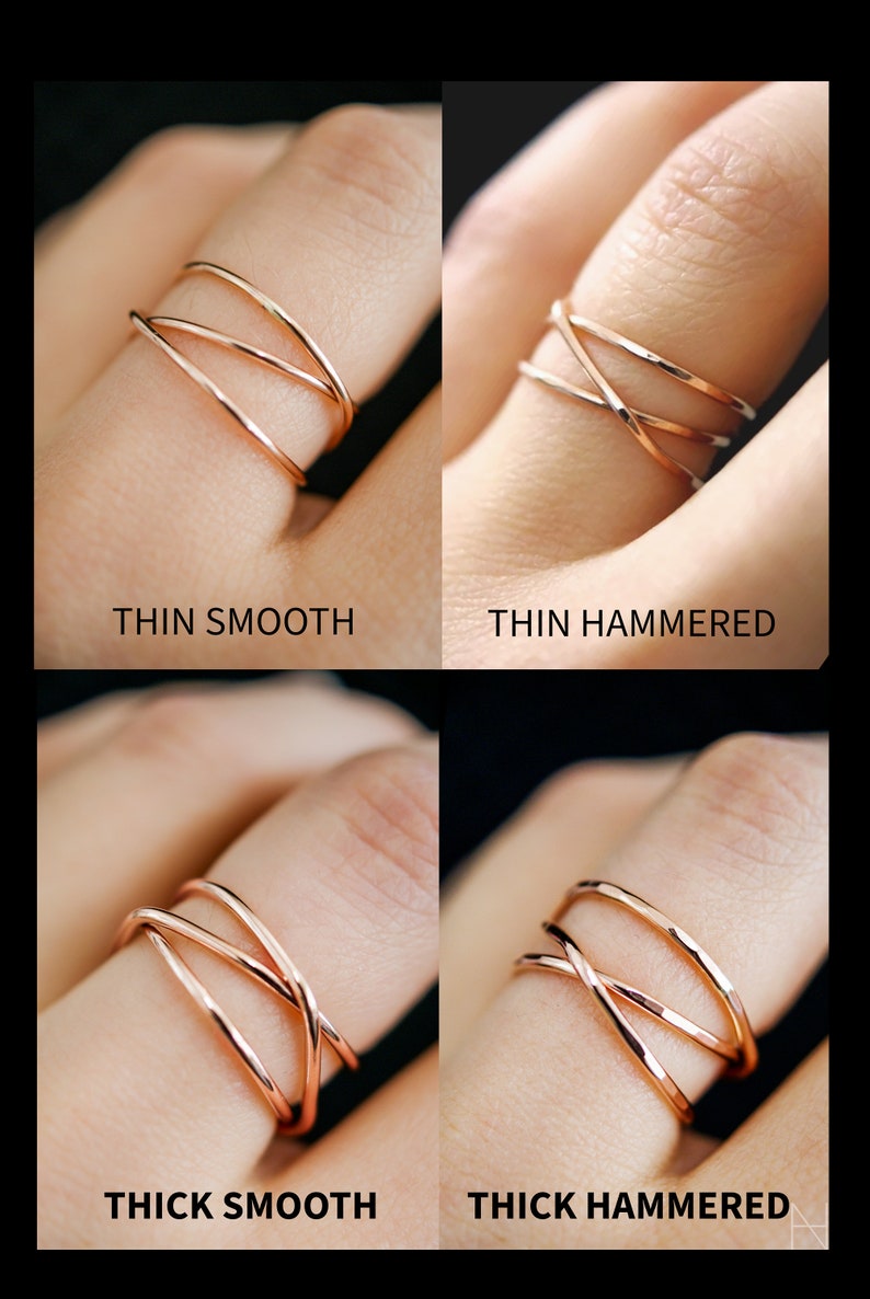 Wraparound Ring, 14K Rose Gold Fill, rose gold filled, wrapped criss cross ring, woven ring, infinity, intertwined, overlapping, texture image 3