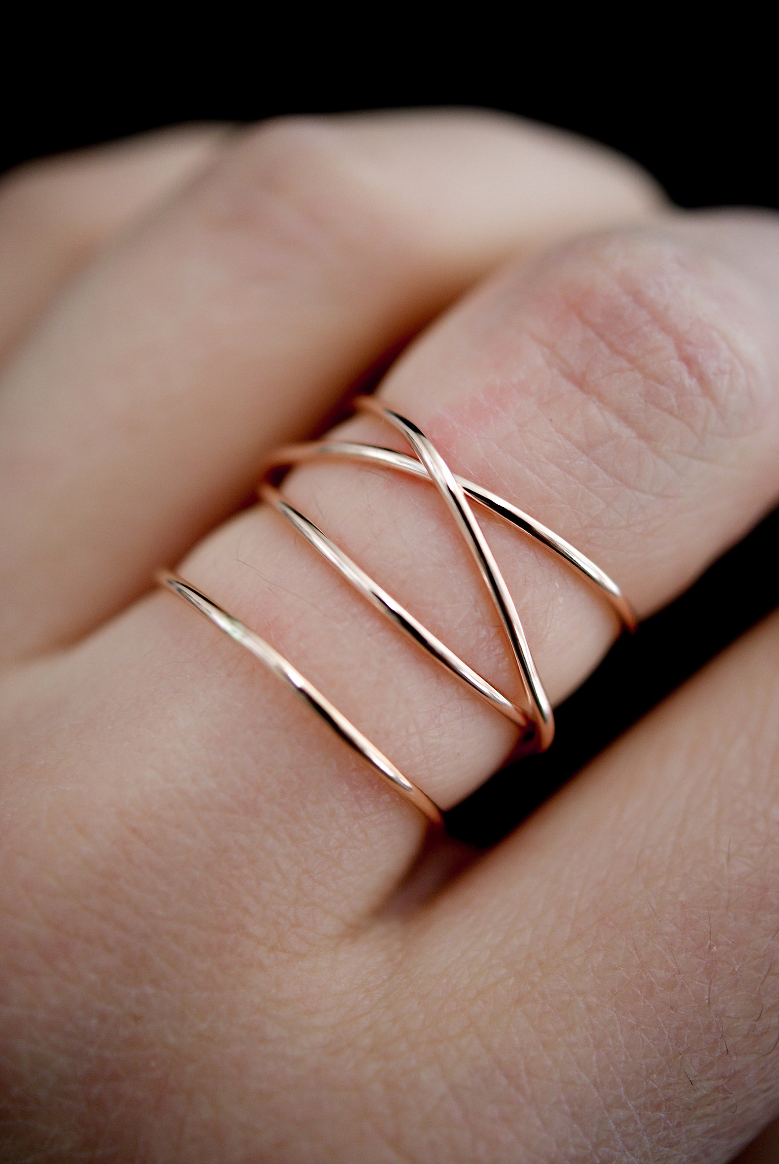 Large Rose Gold Wrap Ring 14k Rose Gold Fill Wraparound Ring Etsy