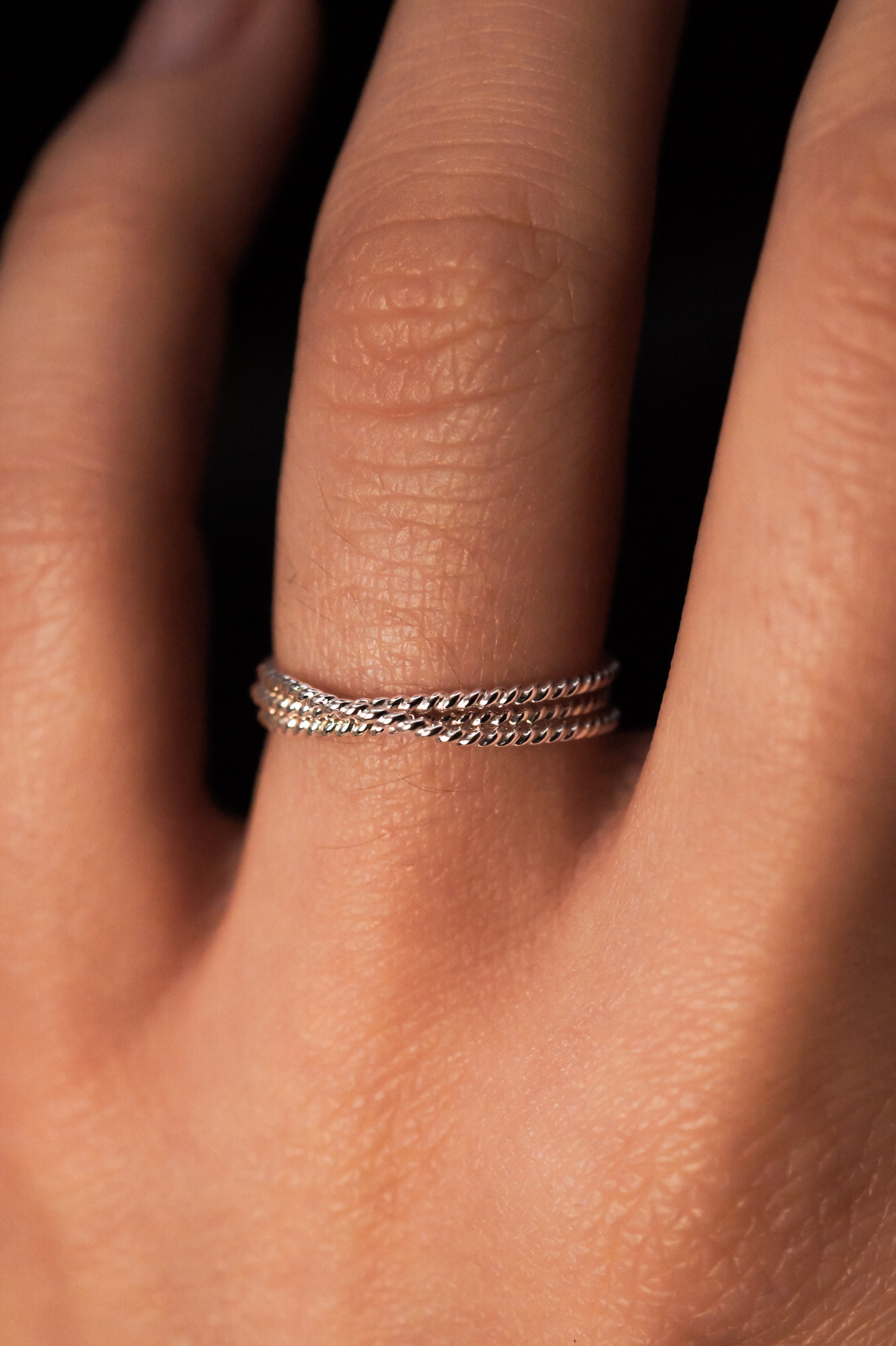Twist Overlap Ring in Sterling Silver, Rope Textured, Bold, Unisex