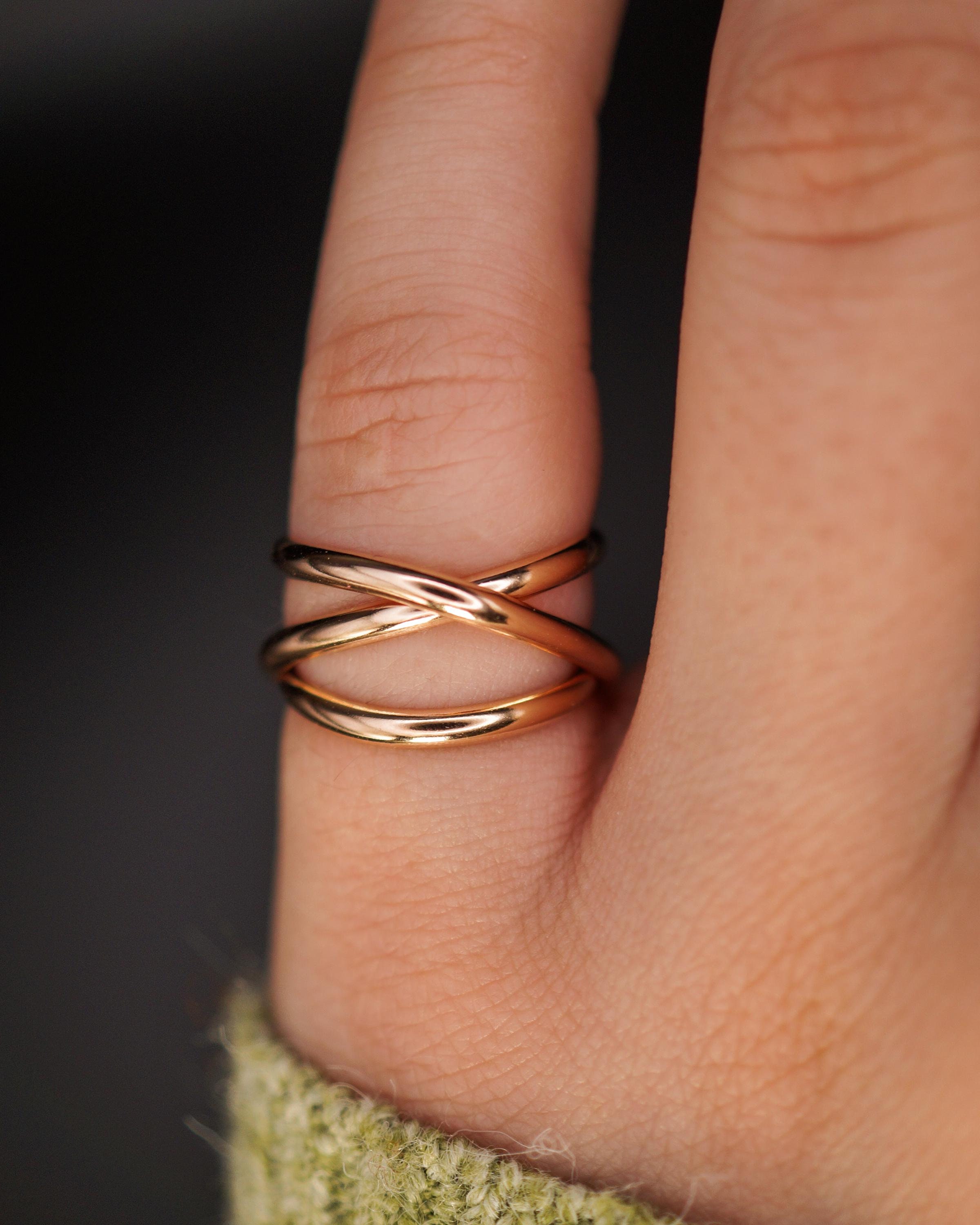 Infinity Spiral Ring, 14K Gold Fill Stacking Ring, Wrapped Criss