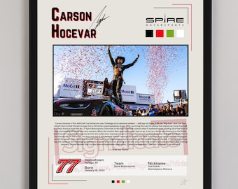 Póster de la primera victoria de Carson Hocevar en Talladega / Arte mural n.° 77 de Spire Motorsports