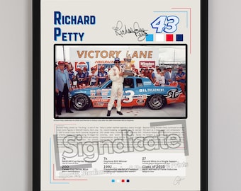 Póster de Richard Petty "El Rey" de NASCAR / Impresión artística vintage de carreras