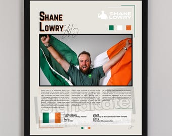 Póster de golf de Shane Lowry • Ganador del Open Championship, arte irlandés