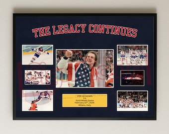 Póster de la medalla de oro olímpica de EE. UU. vs. Canadá 2026: victoria del equipo estadounidense de hockey por 2-1 en Milán, Italia – Impresión de recuerdos deportivos