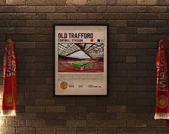 Old Trafford Stadium Poster | Manchester United Wall Art | Minimalist Football Print