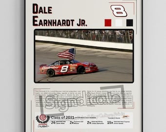 Arte mural con recuerdos de carreras de Junior Nation #8 Dale Jr. / Regalo para fanáticos de NASCAR