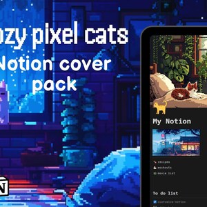 Cozy Pixel Cats Notion Cover Pack - Etsy
