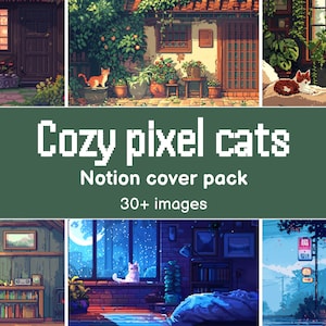 Cozy Pixel Cats Notion Cover Pack - Etsy
