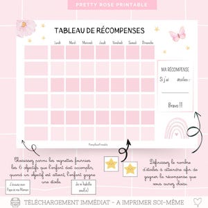 Tableau de récompenses enfant | Tableau motivation Montessori imprimable