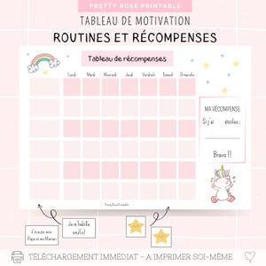 Kinderbelohnungstabelle | Druckbares Montessori-Motivationsboard mit Einhorn-Thema
