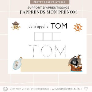 Supporto per attività di apprendimento | Imparare il proprio nome | Imparare a riconoscere e scrivere il proprio nome | Montessori | Tema pirata