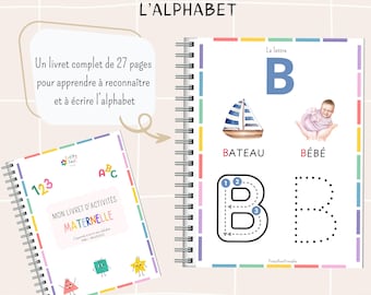 Montessori educational booklet | Activities to learn to write the alphabet | Learn to recognize letters Kindergarten learning booklet