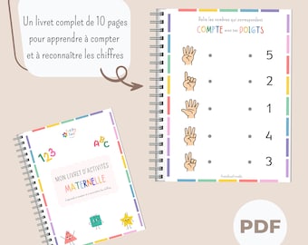 Livreto educativo Montessori | Atividades para aprender números | Aprenda a reconhecer números | Caderno de aprendizagem do jardim de infância