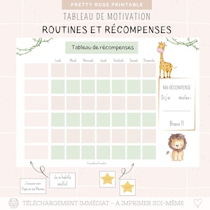 Kids Reward Chart | Printable Montessori Motivation Chart - Jungle Animal Theme