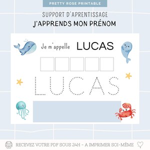 Apoyo a las actividades de aprendizaje | Aprender tu nombre | Aprender a reconocer y escribir tu nombre | Montessori | Tema de animales marinos