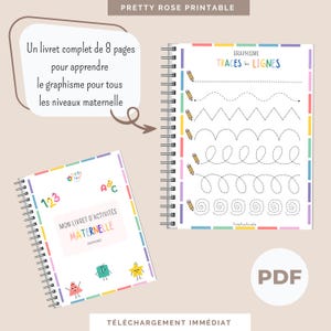 Folleto educativo Montessori | Actividades gráficas | Cuaderno de aprendizaje de escritura para jardín de infantes hasta primer grado.