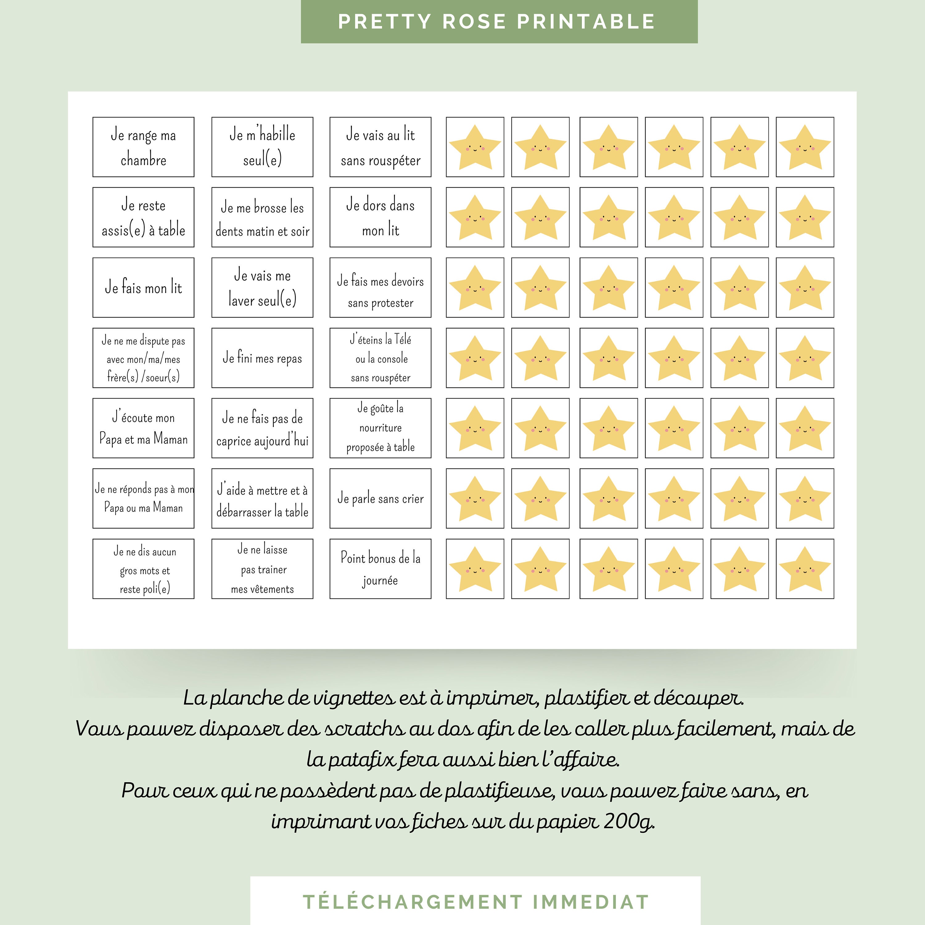 Tableaux Récompense Enfants JEKA - Lot De 10 Motif Dinosaures, Avec Autocollants Étoiles