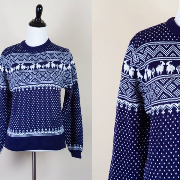 SALE Vintage Mountain Goat Geometric Print Sweater Size S M