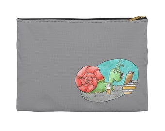 Snail Reading Book Library Sea Life Snails Accessory Cosmetic Pencil bag pouch Teacher Gift Books Reader Travel accessory