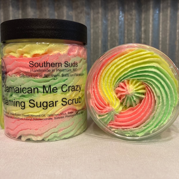 Jamaican Me Crazy Foaming Sugar Scrub - Whipped Sugar Soap - Foaming Soap Scrub - Handmade Soap - Bath Soap - Exfoliating Soap - 8 oz