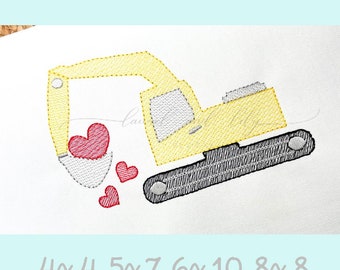 Construction Excavator Embroidery Design - Etsy UK