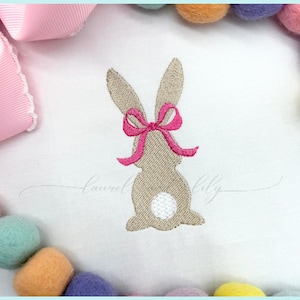 Mini Easter Bunny with Bow Machine Embroidery Design (Digital Download)