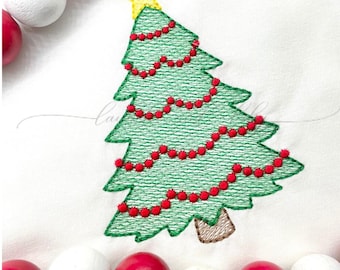 Diseño de bordado a máquina con diseño de árbol de Navidad (descarga digital)