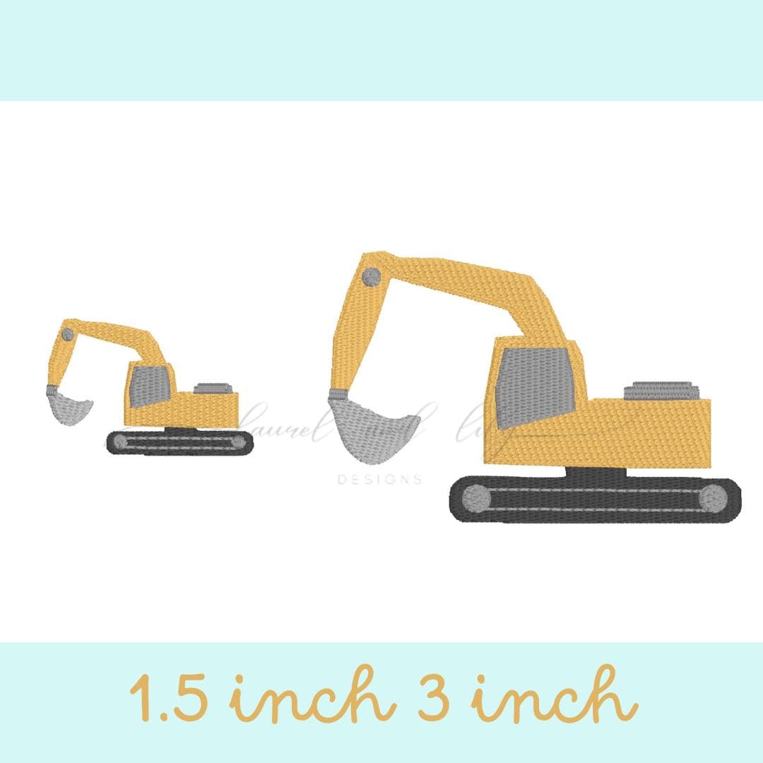 Mini Excavator Fill Stitch Machine Embroidery Design (4x4 hoop) (Digital Download)