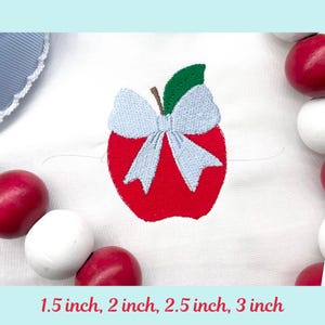 Mini Apfel mit Schleife Stickdatei, Mini Füllstich Apfel, Maschinenstickerei, langer Schwanz Schleife, Schulanfang, Mädchen Schule
