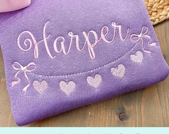 Valentine Heart Bunting Embroidery, Mini Hearts, Machine Embroidery Design, Heart Embroidery, Bow Embroidery, Name Frame Bunting